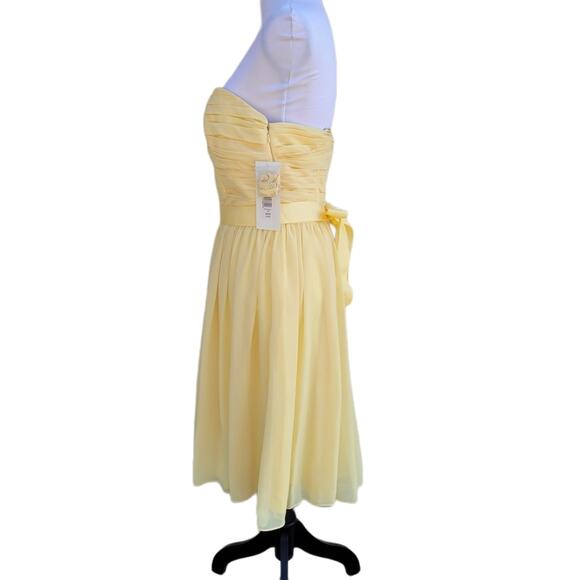 NWT Monique Lhuillier Bridesmaids Pale Yellow Strapless Mini Dress size 10 - Picture 4 of 13